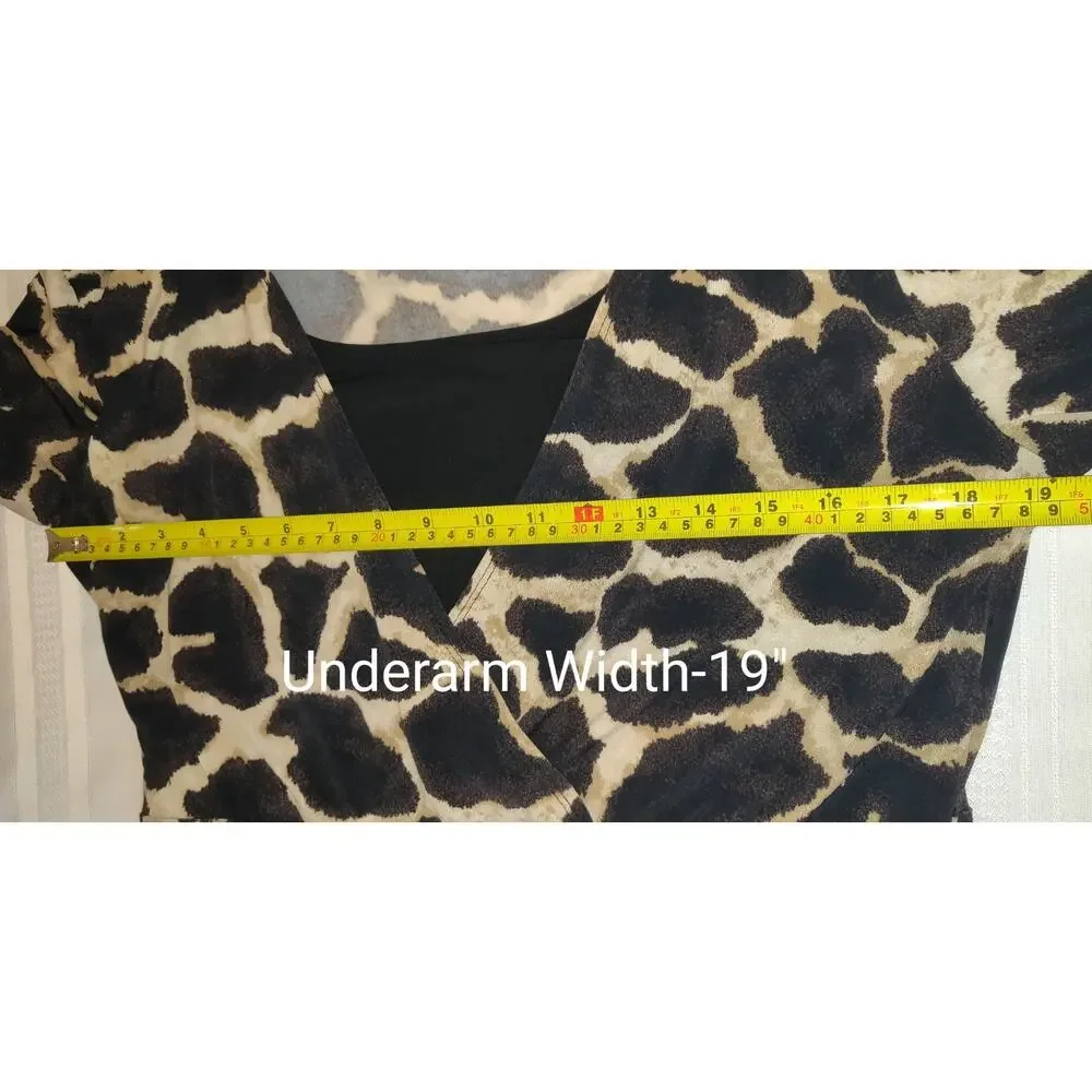 Style & Co Giraffe Print Dress Sz L Safari Pullover Stretchy Unlined Animal